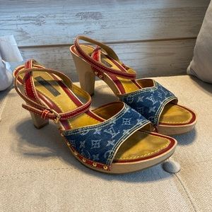 LOUIS VUITTON - LV Denim Monogram Alligator Heels